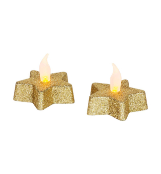 Svie�ka MAGICHOME HVIEZDA zlat�, 5,8x4,8 cm, tepl� biela, 2 ks v balen�