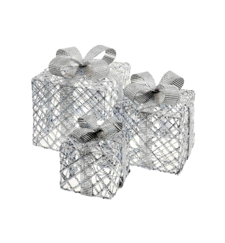 LED DAR�EKY, 3 ve�kosti, 72 LED, vn�torn�, studen� biela, �asova�, 25/20/15 cm