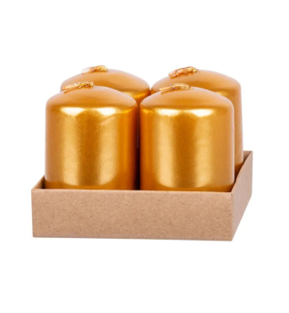 Svie�ka MAGICHOME VIANOCE, 4x6 cm, zlat�, 4 ks v balen�